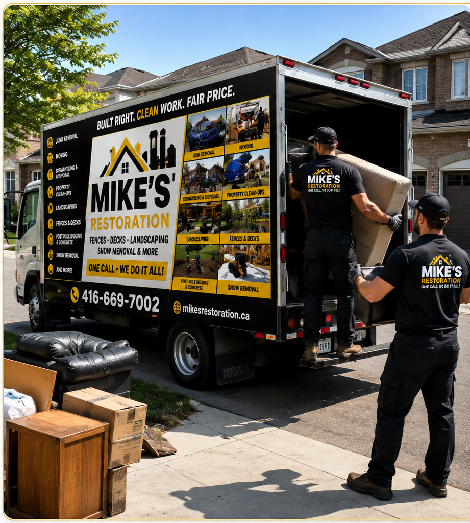 Junk removal crew loading furniture